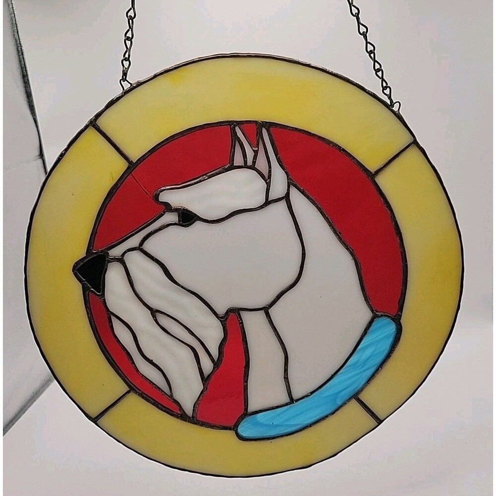 Handmade Stained Glass Scottish Terrier Dog Large 10" Hanging Sun – Art Glass